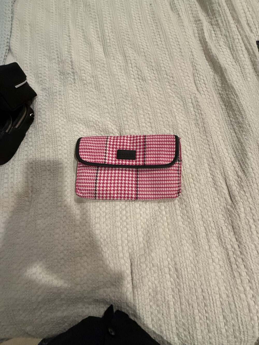 Lauren Ralph Lauren Pink and White Houndstooth Small Pouch/Clutch